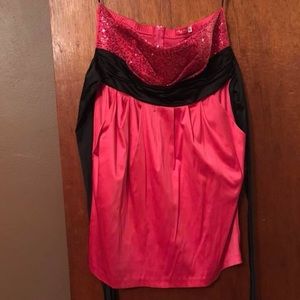 Hot pink strapless sequin homecoming dress